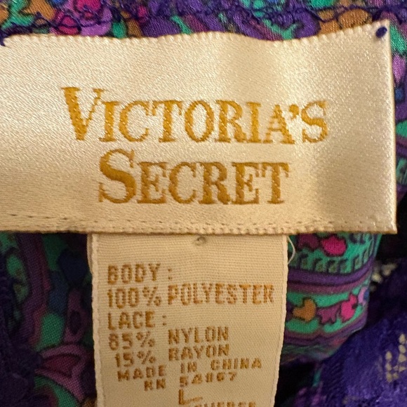 Victorias Secret Vintage Gold Label Lace Trim Multicolor Paisley Nightgown NWT!! - Picture 2 of 14